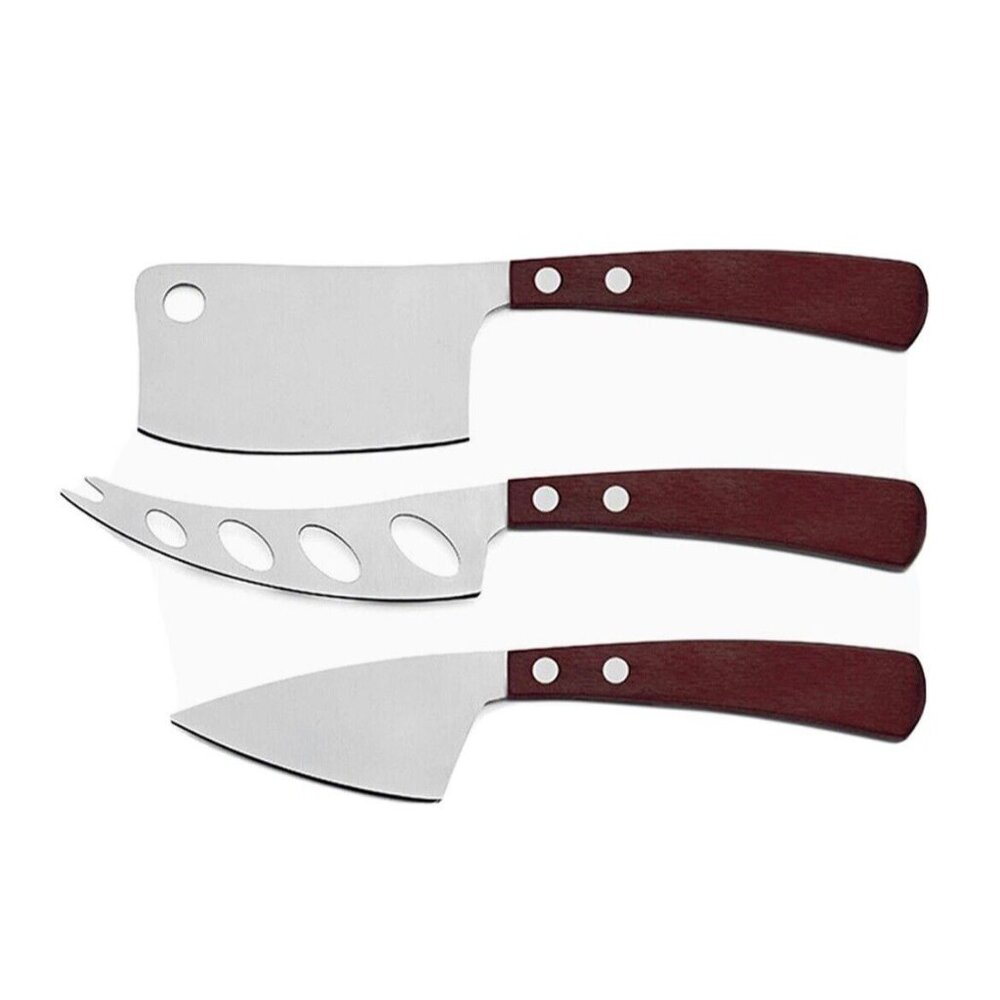 Legnoart CACIO 3 Cheese Knives Set CK-100D with Dark Wood Handle